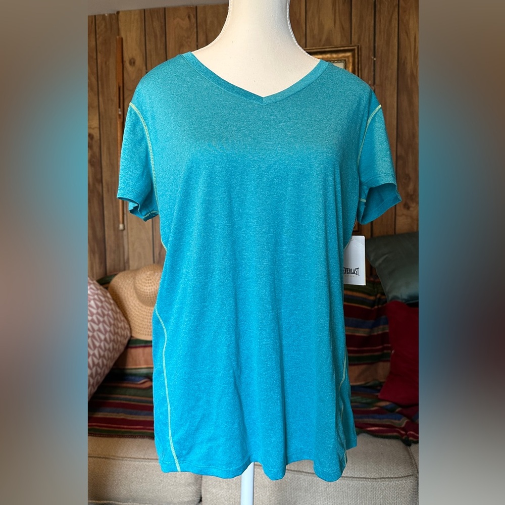 Everlast Sport Blue V-Neck Athletic Shirt, XL
